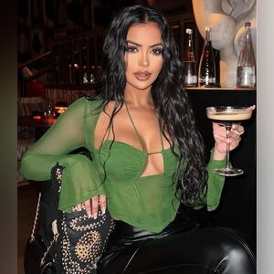 Melanie mesh corset top - Olive